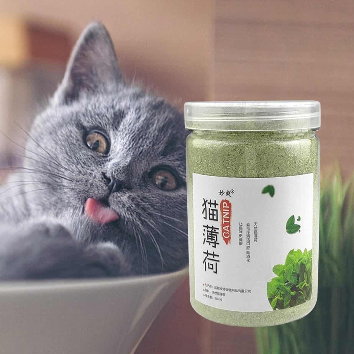 CATNIP Mint Leaves Powder Cat Treat Serbuk Daun Pudina Kucing Pembersih Mulut 260ml - Image 3
