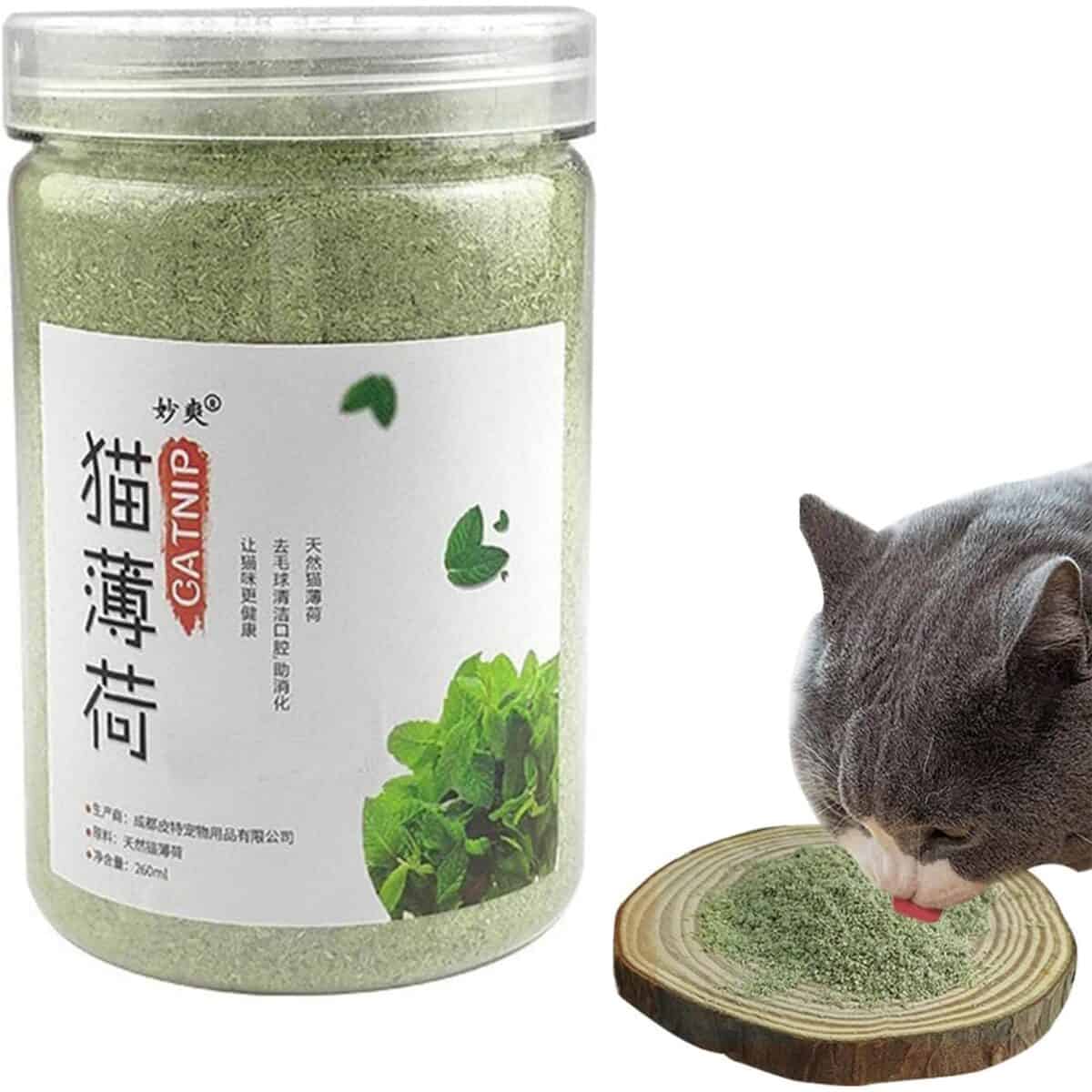 CATNIP Mint Leaves Powder Cat Treat Serbuk Daun Pudina Kucing Pembersih Mulut 260ml - Image 2