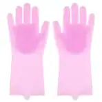 Pet Grooming Glove Silicone Pets Dog Cat Bath Glove Wash Brush Washing Tools Gentle Massage Shampoo Anti Scratch Fur (Pink)