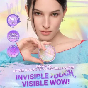 Dazzle Me HD Invisible Powder for flawless, matte finish.