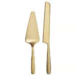 TILLAGD 2-piece serving set, brass-colour