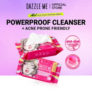 DAZZLE ME Acne Armor Remover Wipes 20's (Penanggal Mekap) - AHA-BHA Power proof cleanser & Acne-Prone Friendly