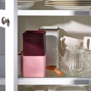 BLOMNING Tin with lid, off-white/for coffee/tea, 10x10x20 cm (Slightly Damage) - Image 3