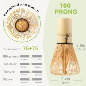 Japanese Matcha Ceremony Accessory, Matcha Whisk (Chasen), Traditional Scoop (Chashaku), Tea Spoon, Whisk Holder, The Perfect Set to Prepare a Traditional Matcha Variation: 5pcs (Speckled Green) - Image 4