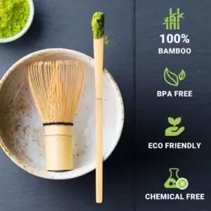 Japanese Matcha Ceremony Accessory, Matcha Whisk (Chasen), Traditional Scoop (Chashaku), Tea Spoon, Whisk Holder, The Perfect Set to Prepare a Traditional Matcha Variation: 5pcs (Speckled Green) - Image 6