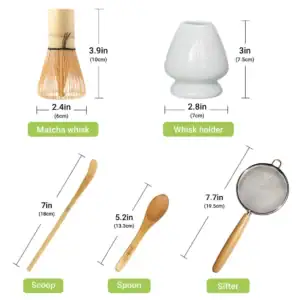 Japanese Matcha Ceremony Accessory, Matcha Whisk (Chasen), Traditional Scoop (Chashaku), Tea Spoon, Whisk Holder, The Perfect Set to Prepare a Traditional Matcha Variation: 5pcs (Speckled Green) - Image 8