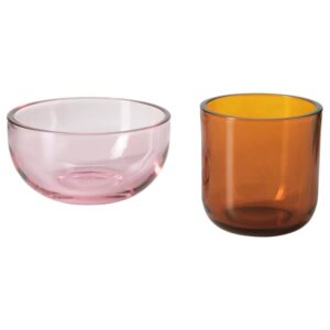 TALLTITA Tealight holder, set of 2, pink/brown candels homedecor bd