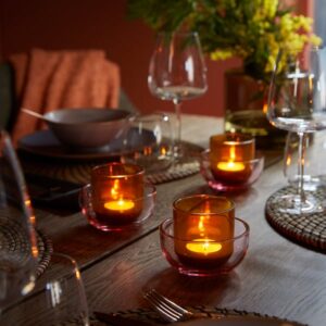 TALLTITA Tealight holder, set of 2, pink/brown - Image 3