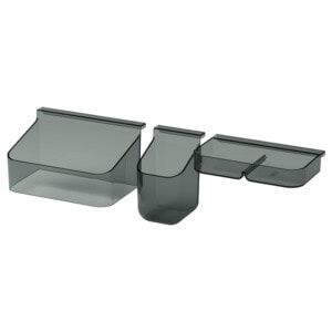 VISSLAÅN Drawer organisers, set of 3, grey RM25
