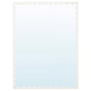 White mirror with scalloped edges, 30x40 cm, for home decor.