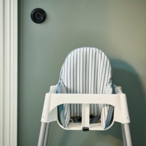 Blue and white striped baby support cushion and cover for ANTILOP high chair.