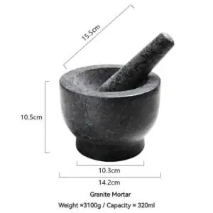 Himalayan Pink Salt Mortar & Pestle Set Natural Solid Stone Flat Base Bowl for Grinding Garlic