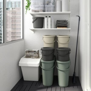 DAMMÄNG Bin with lid, dark grey, 8 l - Image 5