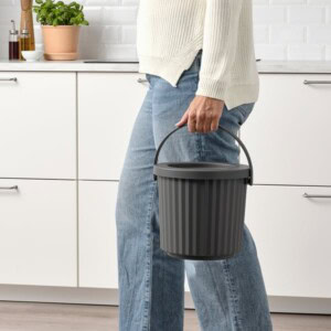 DAMMÄNG Bin with lid, dark grey, 8 l - Image 6