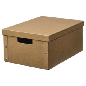 GÄRDESGÅRD Storage box with lid, natural, 25x35x16 cm