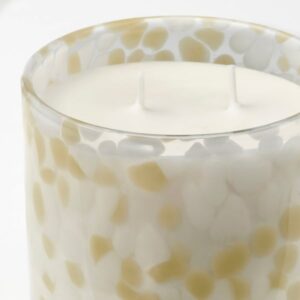 JÄMLIK Scented candle in glass, 2 wicks, Vanilla/light grey-beige, 50 hr - Image 3
