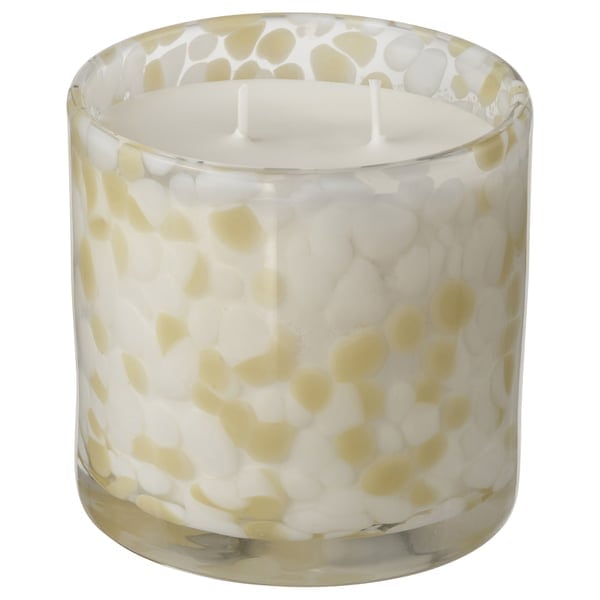 jaemlik-scented-candle-in-glass-2-wicks-vanilla-light-grey-beige__1385458_pe963328_s5(1) JÄMLIK Scented candle in glass, 2 wicks, Vanilla/light grey-beige, 50 hr