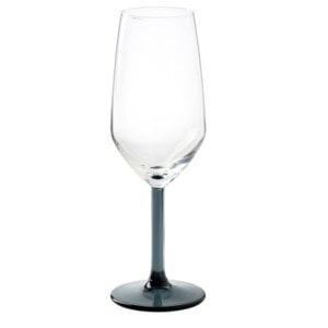 RÖDRÄKA Champagne glass, blue-grey/clear glass, 25 cl