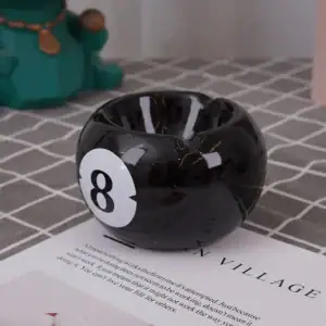 Creative Ceramic Ashtray Billiards 8 Black for Home and Office - Image 4