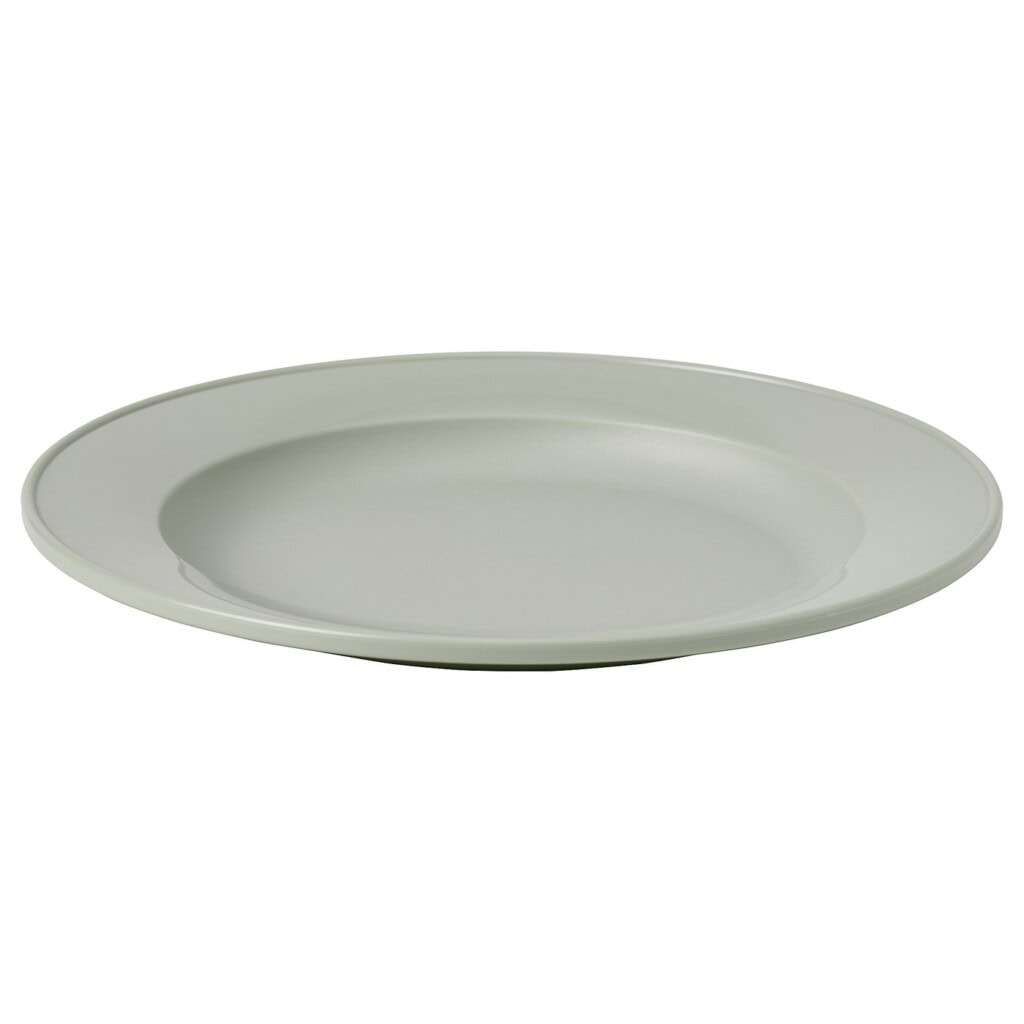 SIMKRABBA Deep plate, plastic/green-grey, 22 cm
