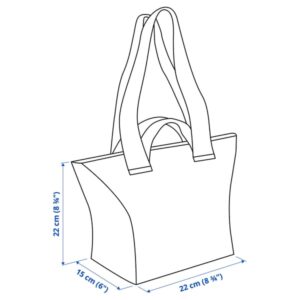 Blue patterned carrier bag with handles, 22x15x22cm, ideal for shopping.