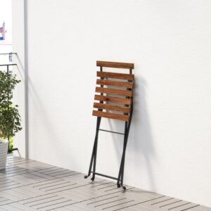 TÄRNÖ Chair, outdoor, foldable black/light brown stained - Image 5