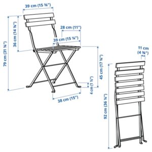TÄRNÖ Chair, outdoor, foldable black/light brown stained - Image 6
