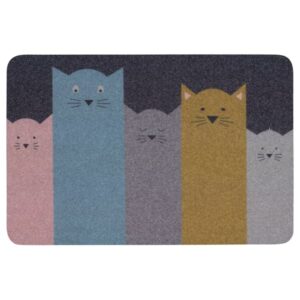 Indoor door mat with colorful cat design, 40x60 cm, for home decor.