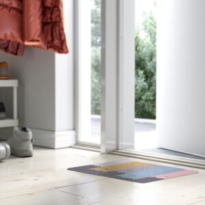 Colorful indoor door mat with playful cat design, 40x60 cm size.